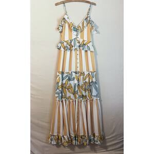 L'ATISTE By Amy Dress. Yellow Spaghetti Strap Floral Dress. Size Small.